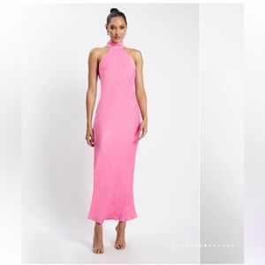 Meshki Claire Satin Drape Back Maxi Dress